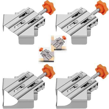 90 Degree Right Angle Clamp for Woodworking,Multipurpose Stainless Steel T-shaped Clamp,Single Handle 90 Degree Corner Clamping Tool with Adjustable Swing Jaw, Gifts for Men Dad (2Open+2Closed)