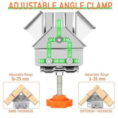 90 Degree Right Angle Clamp for Woodworking,Multipurpose Stainless Steel T-shaped Clamp,Single Handle 90 Degree Corner Clamping Tool with Adjustable Swing Jaw, Gifts for Men Dad (2Open+2Closed)