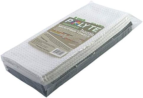 POLYTE Ultra Premium Microfiber Kitchen Dish Hand Towel Waffle Weave, 8 Pack