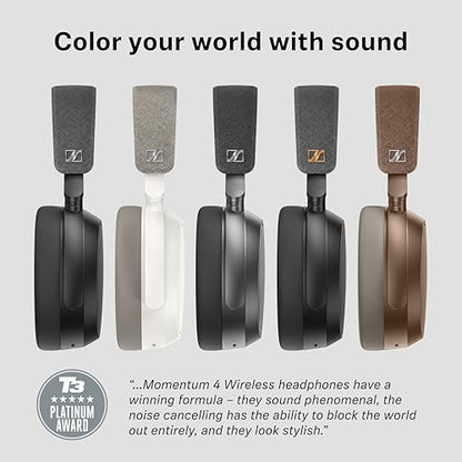 Sennheiser Consumer Audio Momentum 4 Wireless Headphones - Bluetooth Headset for Crystal-Clear Calls with Adaptive Noise Cancellation, 60h Battery Life, Lightweight Folding Design - Black/Copper