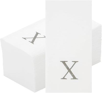 Luxenap 15.8 X 7.9 Inch Linen-Feel Guest Towels, 50 Lettered Hand Towels