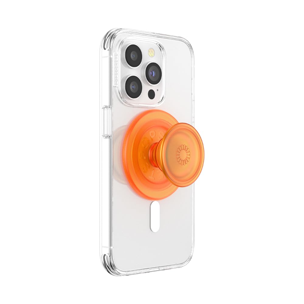 PopSockets Phone Grip for MagSafe with Kickstand, Magnetic Stand, Swappable Top, Secure Hold for iPhone MagSafe Cases, Phone & Tablet Grip - Clear