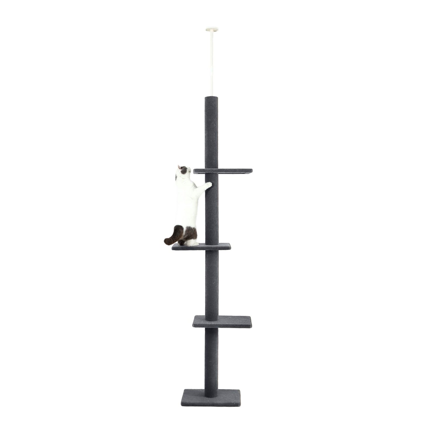 Cat Craft Cat Tree Floor to Ceiling 95-108" Tall Cat Tree Carpet Cat Tower Kitten Tree Sisal Scratching Post and Mat Cat Pole for Indoor Cats, Charcoal, Style A