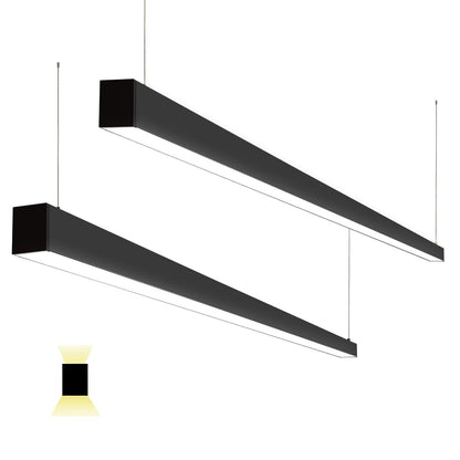 Xbuyee 8FT Linkable LED Linear Light, 100/90/80/70/60W Adjustable, 3000K/4000K/5000K Selectable Linear Lighting Fixture, 0-10V Dimmable Architectural Hanging Office Shop Light for Retails, ETL 2Pack