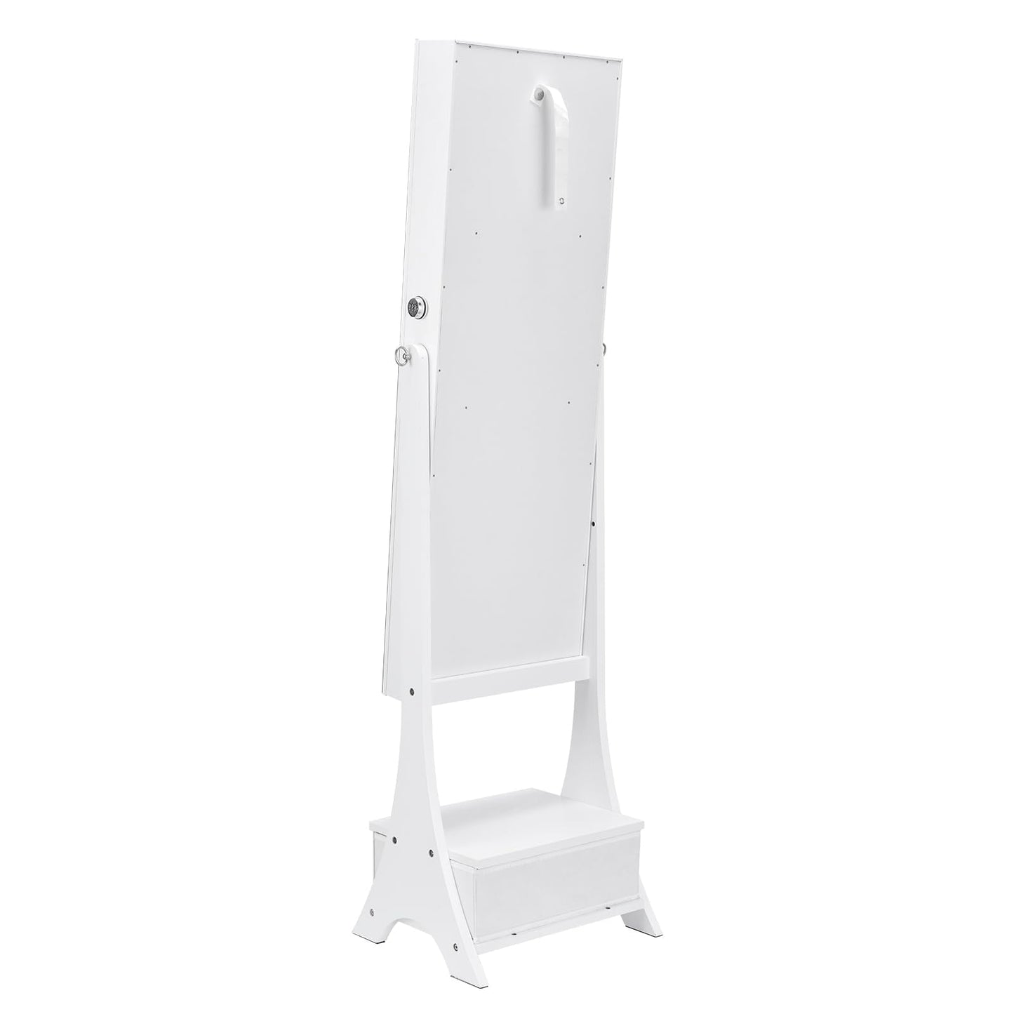 VEVOR Jewelry Cabinet Armoire, 62-Inch Tall Lockable Jewelry Organizer with Full-Length Mirror, LED Light, Velvet Lining, Drawer, Freestanding, White