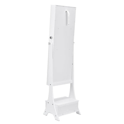 VEVOR Jewelry Cabinet Armoire, 62-Inch Tall Lockable Jewelry Organizer with Full-Length Mirror, LED Light, Velvet Lining, Drawer, Freestanding, White