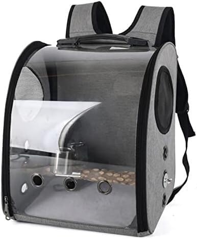 Birdcas Transparent Parrot Backpack Sling for Travel & Hiking - Lightweight, Comfortable, Water-Resistant, Perfect for Pet Birds, Cats, and Small Animals (Grey)