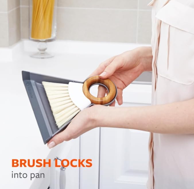 Full Circle Tiny Team Mini Compact Brush & Dustpan Set, Portable Handheld Broom
