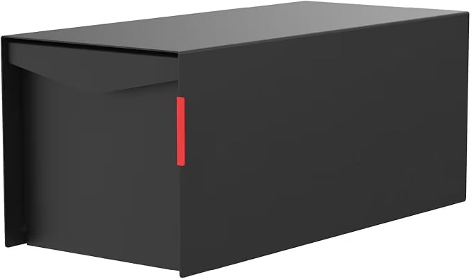Olio Home Mailbox | Modern Design Thompson Flat Top Post Mount Mail Box | 20.5” x 9.2” x 8.5” | Galvanized Steel Mailboxes for Outside | Made in USA Mail Boxes for House | Black