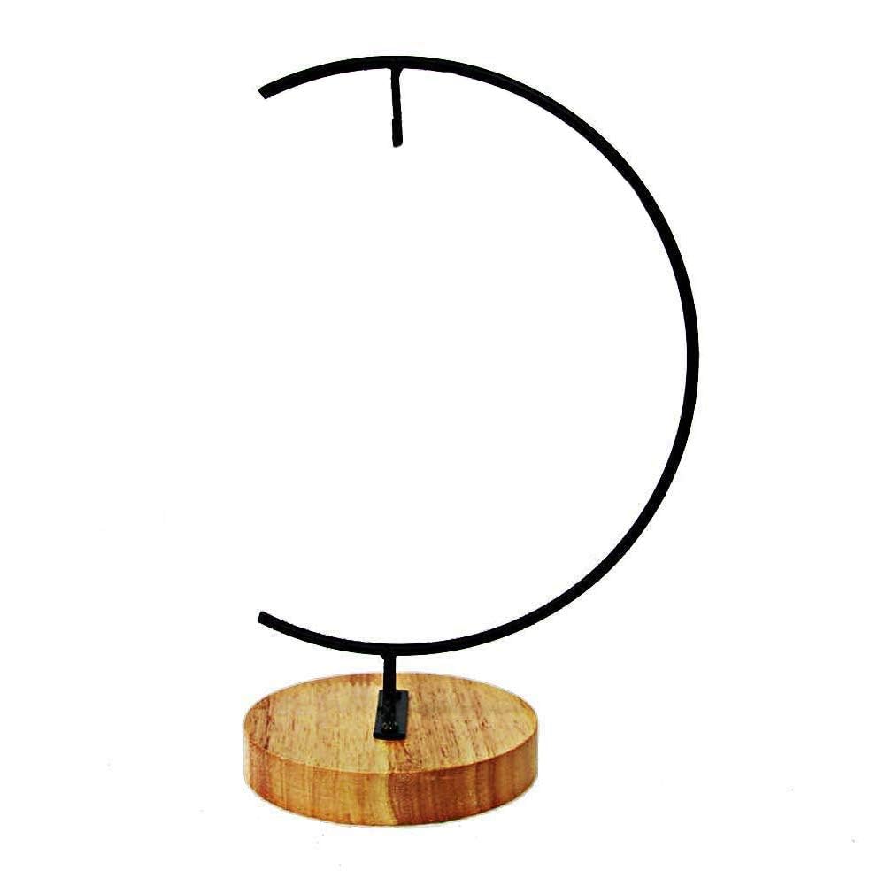 YY YEARCHY 11-inch Ornament Display Stand with Wooden Base Metal Hook Tabletop Holder for Hanging Glass Globe Ball Gifts(4, Black)