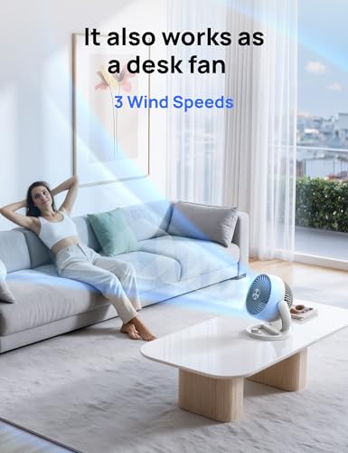 Dreo Fan for Bedroom, 12 Inches, 70ft Powerful Airflow, 28db Quiet Table Air Circulator Fans for Whole Room, 120° Adjustable Tilt, 3 Speeds, Desktop Fan for Home, Office, Kitchen