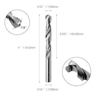 LU&MN 5/16" Solid Carbide Jobber Drill Bits with Straight Shank and 118¡Æ Point Angle, Made from Tungsten Carbide Material,1-Piece
