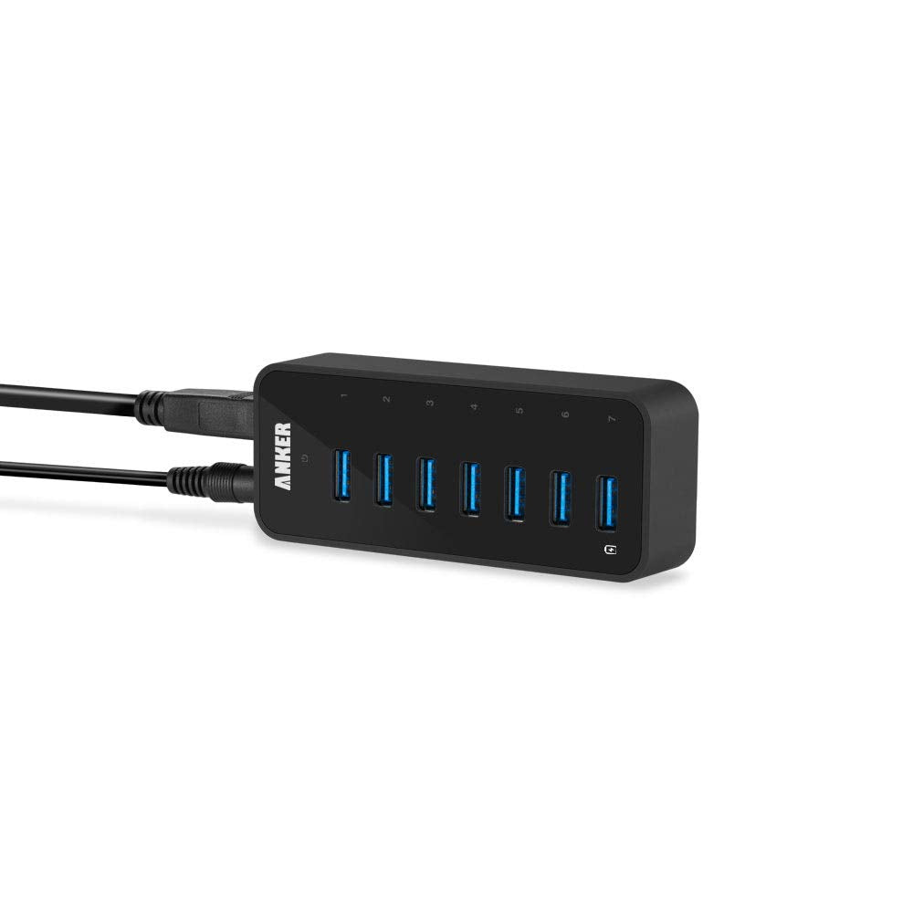 Anker USB Hub, USB 3.0 Hub, 10 Port 60W Data Hub, with 7 USB-3.0 Ports, 3 PowerIQ Charging Ports, Compatible with MacBook, iMac, Dell XPS, Surface Pro, iPhone, iPad Air, Galaxy Series, Mobile HDD