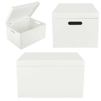 Creative Deco Large White Wooden Box Storage with Hinged Lid | 15.8x11.8x9.44in (+-0.5) | Keepsake Gift Box Storage Document | Wood Chest Trunk PRODUCT NOT INTENDED FOR 15 YEARS OR BELOW