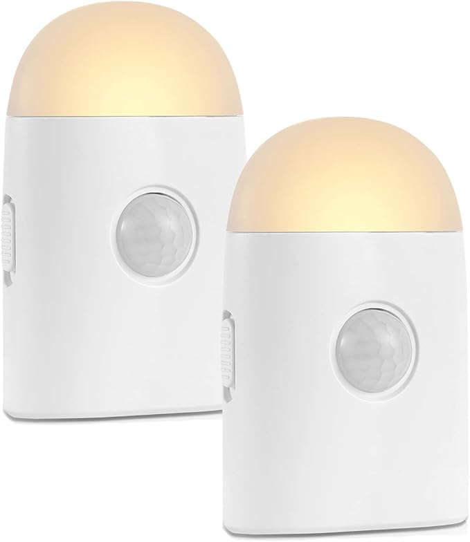 Motion Sensor LED Night Light,Warm White Dimmable Rechargeable Stick & Hook | 2 modes: motion sensor & steady light,3 dimmable levels,ideal for hallway,stairs,bedroom,bathroom,cabinet,camping