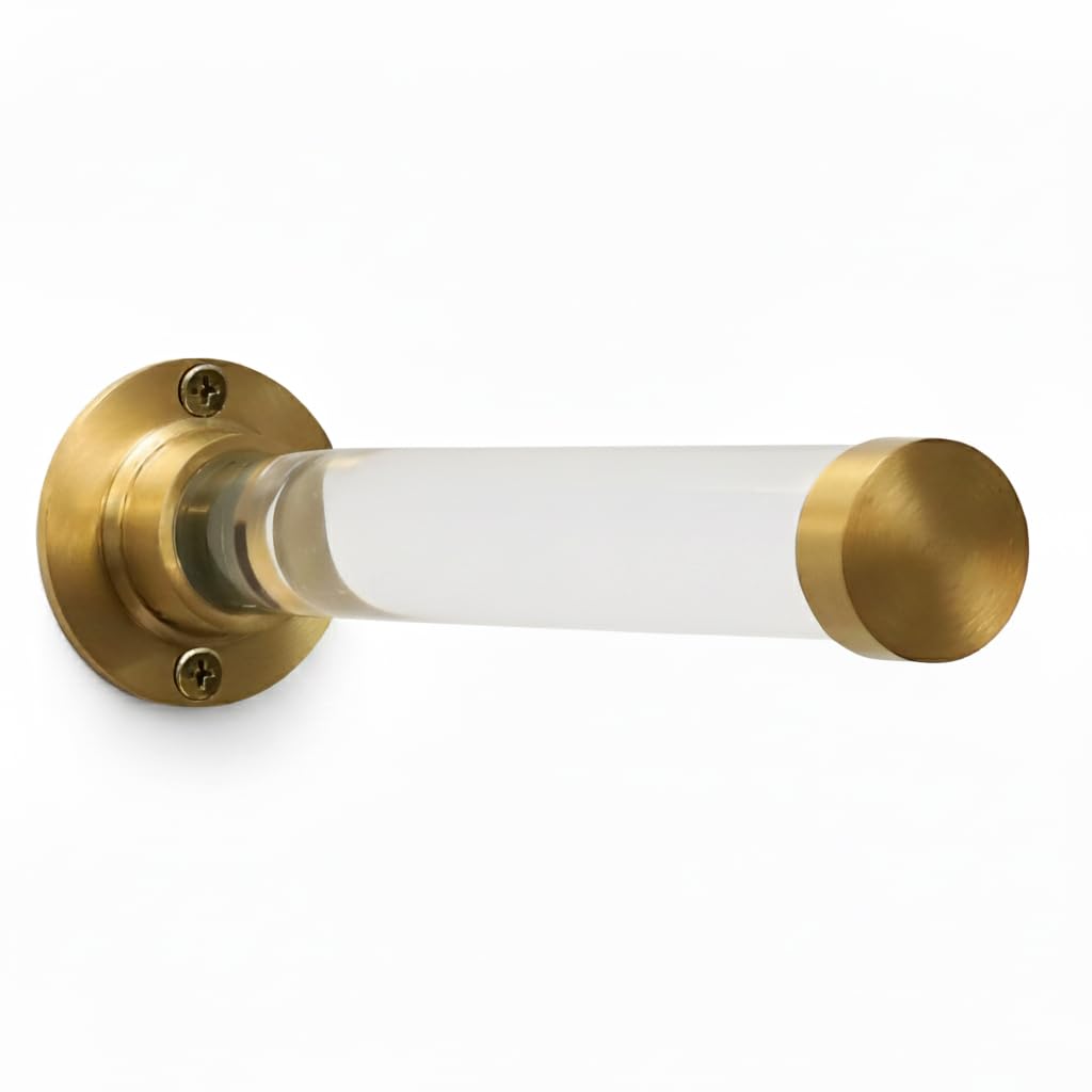 ModernHomecor Brushed Brass & Lucite Projection Hook, Heavy-Duty, Rustproof Wall Mount Adhesive Hanging Hook for Bedroom, Bathroom & Kitchen, Multipurpose Accessory for Modern Homes, 18.3x5.5x5.5cm