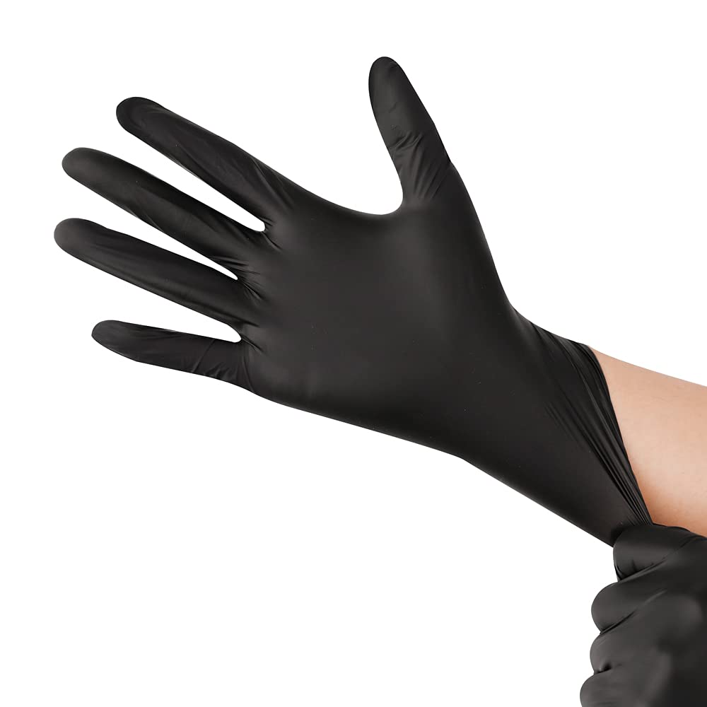 YOTU Black Disposable Nitrile Latex & Powder Free 6-Mil Gloves 100 Count, Textured, Mechanic Wearing, Cleaning, Food Black X-Large
