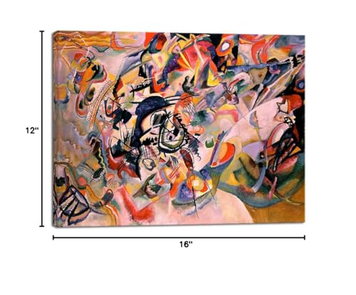 Wieco Art Framed Canvas Wall Art Composition VII, 1913 by Wassily Kandinsky Classic Abstract Famous Paintings Reproductions Canvas Wall Art for Home Decoration