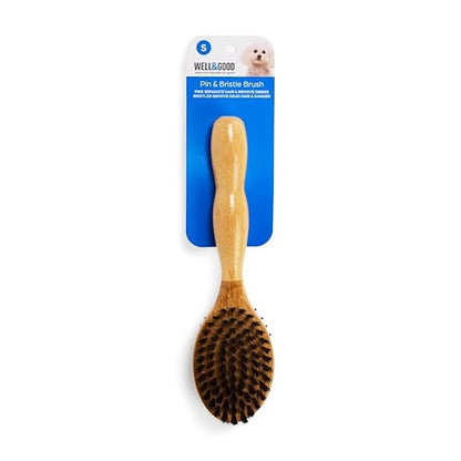 Well & Good by Petco Bamboo Pin and Bristle Dog Brush for All Coats, Small