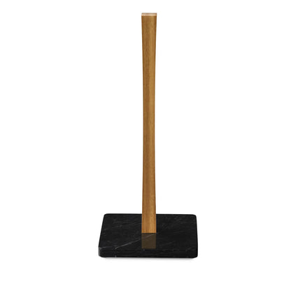 Buruis Wood Paper Towel Holder, Marble Base Modern Decorative Countertop Standing Rolls Holder for Kitchen, Toilet, Pantry and Bathroom (Square Marble Base Black)