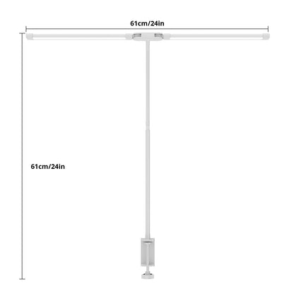 Woputne Desk Lamp with Clamp, with 5V 2A Adapter, LED Desk Lamp with Dual Head, 50 Light Modes, Computer Monitor Flexible Neck Lamp, Eye Protection Desk Lamps for Study, Office, Crafts, Draw(White)