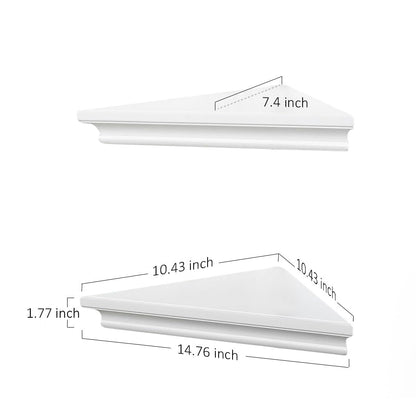 AHDECOR White Corner Shelves, Stylish Wall Mounted Corner Shelf for Space-Saving Storage in Living Room, Bedroom, and Office, Set of 2