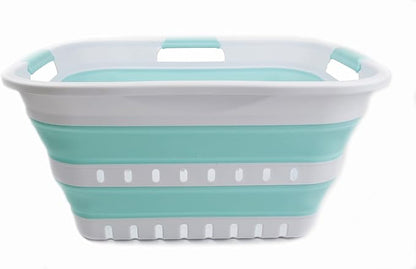 SAMMART 30L Collapsible 3 Handled Plastic Laundry Basket