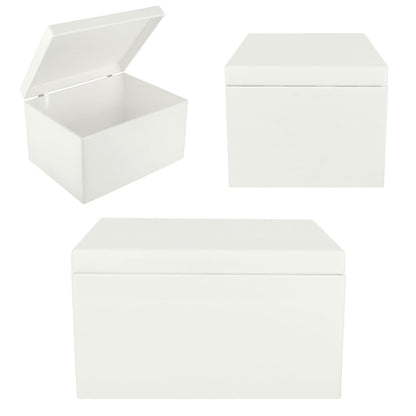 Creative Deco Large White Wooden Box Storage with Hinged Lid | 15.8x11.8x9.44in (+-0.5) | Keepsake Gift Box Storage Document | Wood Chest Trunk PRODUCT NOT INTENDED FOR 15 YEARS OR BELOW