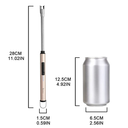 SUPRUS Electric Candle Lighter USB Type C Rechargeable Lighter Steel Shell & Hanging Hook with 360° Flexible Neck(Gold)