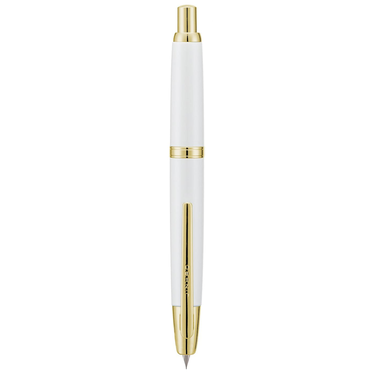 Jinhao 10 Press Fountain Pen with Box, Pearl White Retractable Extra Fine Nib with Ink Converter Set (Golden Clip)