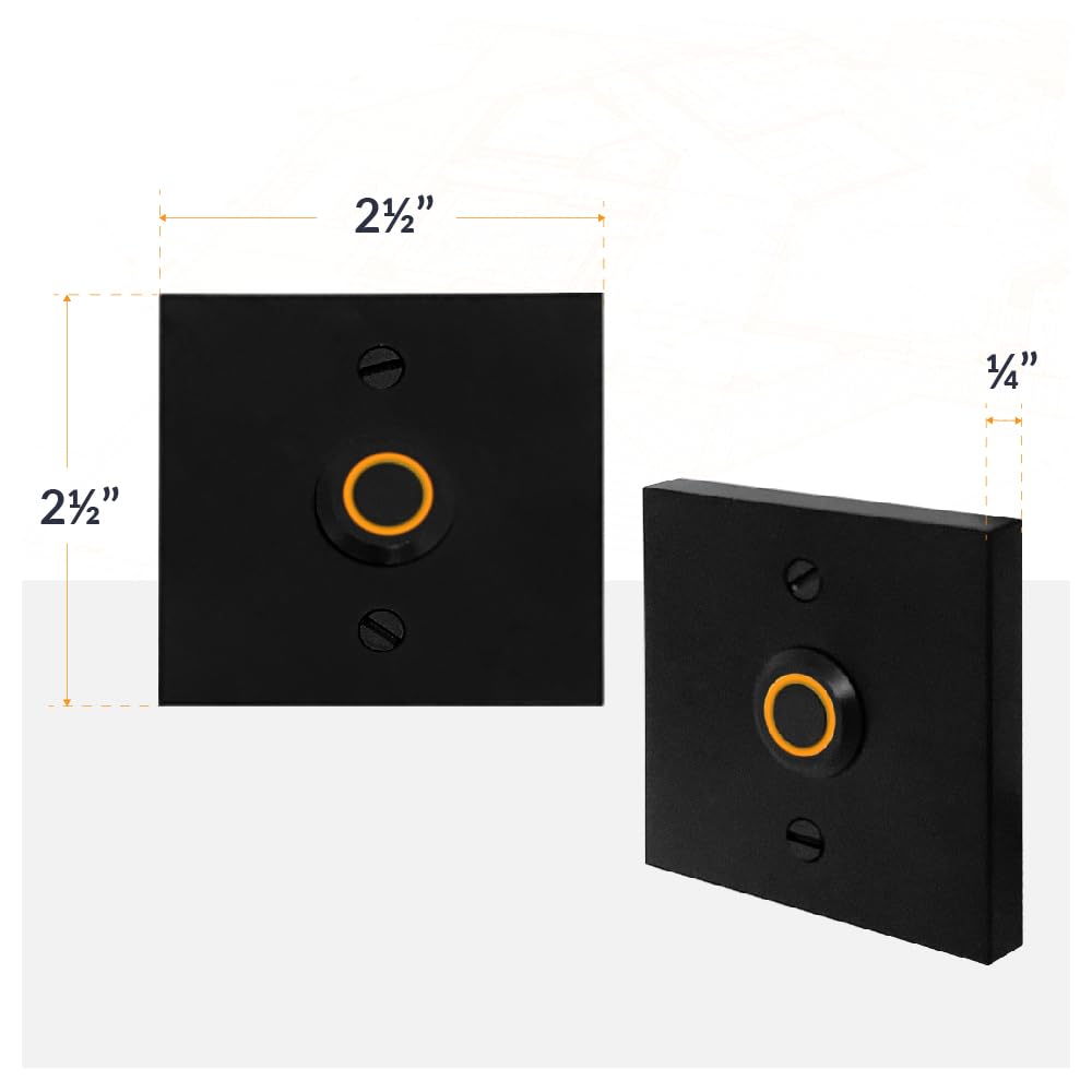 Newhouse Hardware Rectangular Lighted Wired Metal Doorbell Button in Black BT6BL, for Doorbell Chime, Buzzer, or Ringer, Door Bell Button Only, Buzzer Button with LED Button Light