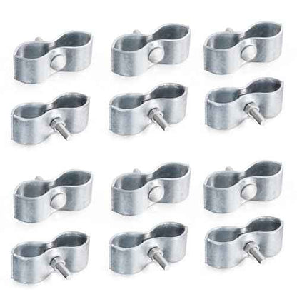 12 Pcs 1-5/8" Chain Link Fence Panel Clamps, Dog Kennel Clamps for 1-5/8" OD Pipe, Galvanized Steel, for Round Pipe Panel Frame,Bolts & Nuts include