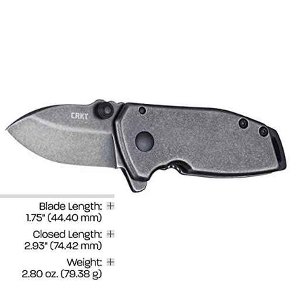 CRKT Squid Compact Everyday Carry Assisted Folding Knife with Frame Lock: Stainless Steel Plain Edge Blade, Stainless Steel Handle, Pocket Clip, 2485K