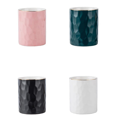 Aewill Ceramic Pen Holder Stand Cup Pencil Holder Organizer Makeup Brush Holders for Home Office Desk (White)