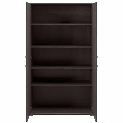 Bush Business Furniture Universal 92W 5 Piece Modular Storage Set with Floor and Wall Cabinets in Storm Gray