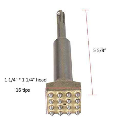 5 5/8 in. x 1 1/4 in. 16 Tips Concrete Repair Patch Prepare SDS Plus Chisel, 1 1/4 Inch Square Head SDS Plus Bush Hammer Drill Bit for Rotary Hammer (Pack of 2)