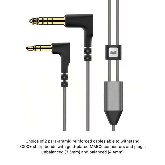 Sennheiser IE 600 In-Ear Audiophile Headphones - TrueResponse Transducers for Equisitely Neutral Sound, Includes balanced cable, Gray, Black