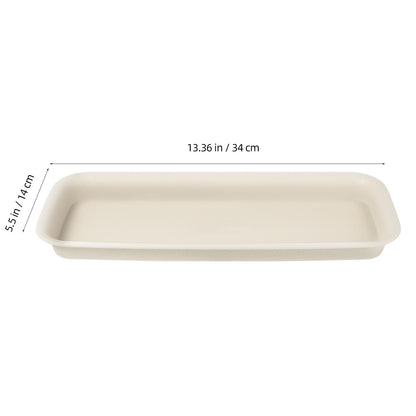 Toddmomy 3-Pack Rectangular Plant Saucer (13.4" x 5.5"), Plastic Drip Tray for Windowsill, Water Catcher Base for Indoor Outdoor Potted Plants, Reusable (White)