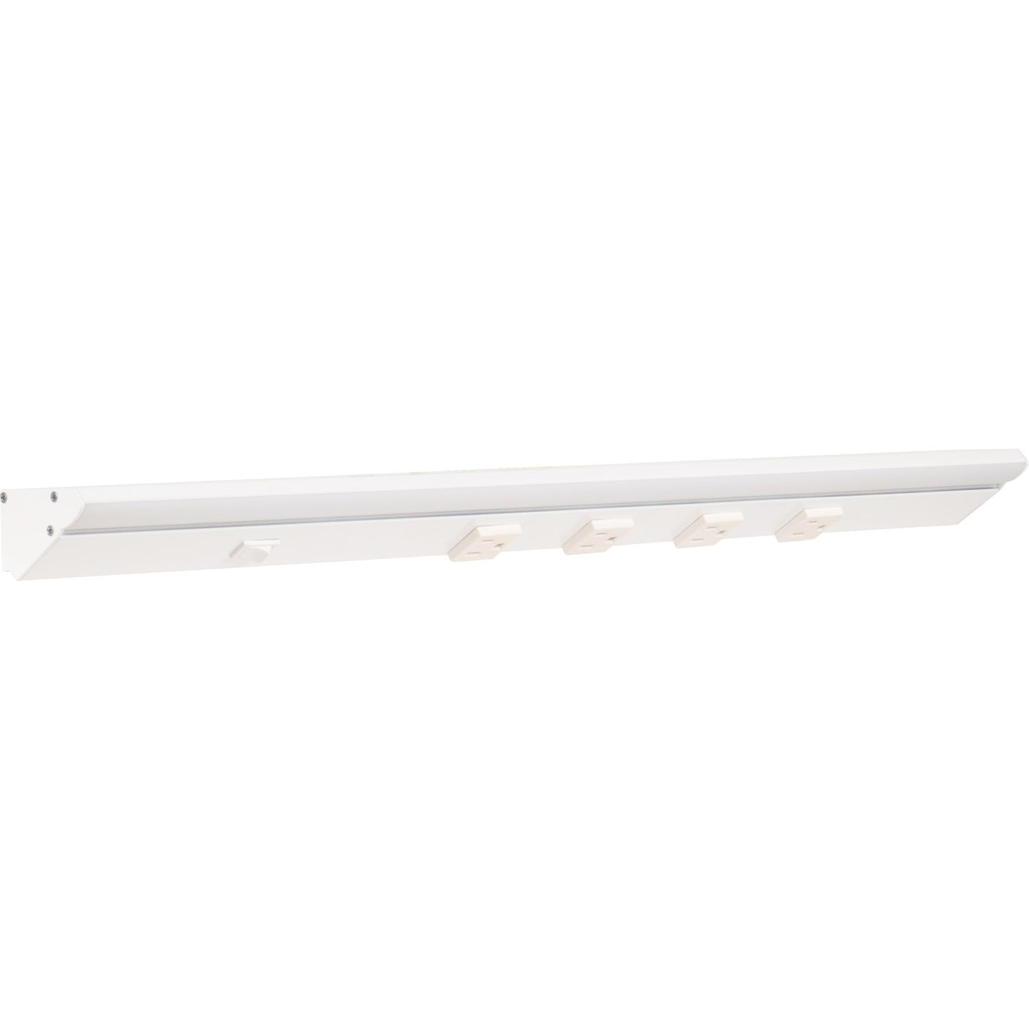 Task Lighting 24-1/2" High Output Direct Voltage Series Lighted Power Strip, Single-White, 800 Lumens/Fixture, White Finish, White Receptacles, Soft White 3000K