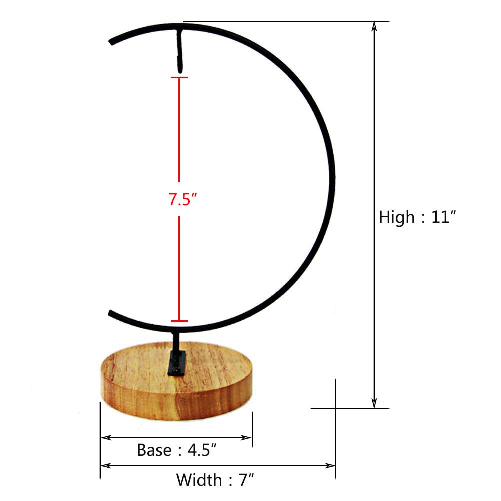 YY YEARCHY 11-inch Ornament Display Stand with Wooden Base Metal Hook Tabletop Holder for Hanging Glass Globe Ball Gifts(4, Black)