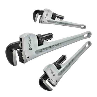 3-Piece Heavy Duty Aluminum Straight Pipe Wrench Set, 10", 14", 18", Adjustable Plumbing Wrench Set, Drop Forged, Exceed GGG standard