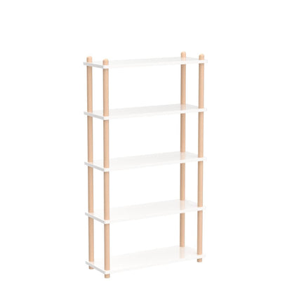 IOTXY 5-Tier Wooden Shelf Bookcase - Modern Open Bookshelf, Free Standing Storage Rack, Multifunctional Display Stand for Home and Office, White, Rectangle