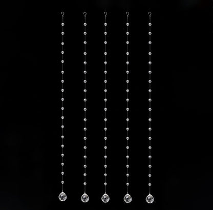 Bolo.ban Crystal Beaded String Clear Glass Beads Garland Strands Hanging Wedding Arch Decor Curtain Chandelier Christmas Tree Ornaments Door String Beaded Drapes Decoration Accessories(3.3 Feet 5pcs)
