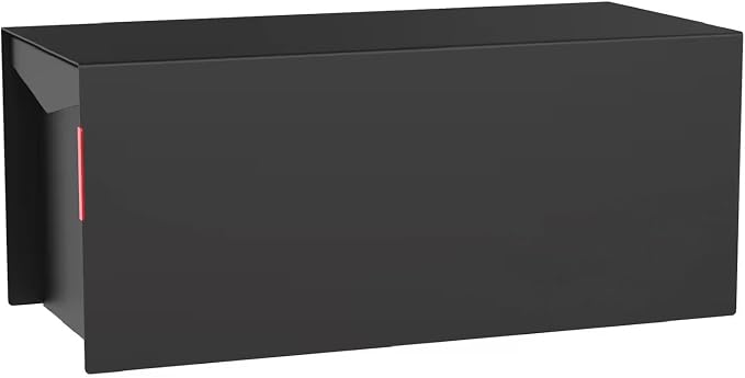 Olio Home Mailbox | Modern Design Thompson Flat Top Post Mount Mail Box | 20.5” x 9.2” x 8.5” | Galvanized Steel Mailboxes for Outside | Made in USA Mail Boxes for House | Black
