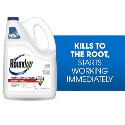 Roundup Weed & Grass Killer₄ Refill, Use in and Around Flower Beds, Trees, Driveways, Walkways & More, 1.25 gal.