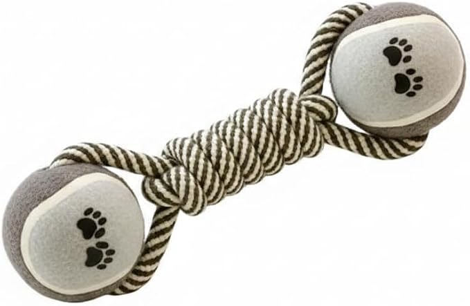 Interactive Rope Dog Chew Toy with Tennis Balls – Durable Cotton Tug & Fetch Toy for Puppies and Small to Large Dogs