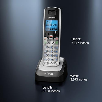 VTech Accessory Handset for DS6151 Series with 2-Line Cordless Phone, Suitable for Small Business or Home, Answering System, Expandable up to 12 Handsets, Intercom, Conference | DS6101 (Black/Silver)