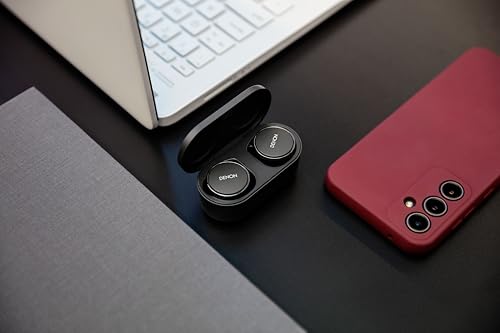 Denon PerL Pro True Wireless Earbuds - Adaptive Active Headphones Wireless Noise Canceling, Masimo Adaptive Acoustic Technology, Spatial Audio, 32Hr Battery Life, Wirefree Charging, Black