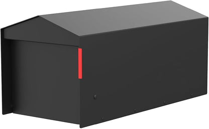 Olio Home Mailbox | Modern Design Thompson Roof Top Post Mount Mail Box | 20.5” x 9.2” x 8.5” | Galvanized Steel Mailboxes for Outside | Black