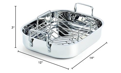 Cooks Standard 14-Inch by 12-Inch Stainless Steel Roaster with Rack, Rectangular
